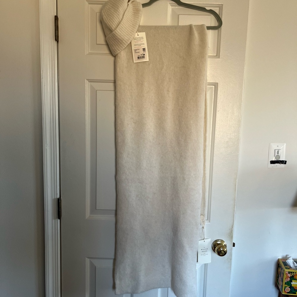 White Baby Alpaca Scarf and Hat - Sézane - NWT